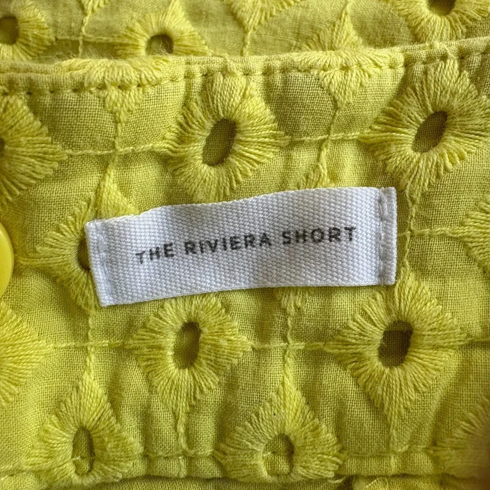 Loft‎ Womens Yellow Flat Front Embroidered Eyelet The Riviera Shorts Size 14